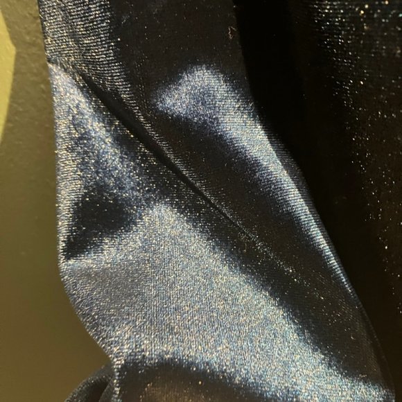 Florence Eiseman Girls Midnight Blue Stretch Velvet Lace Cuff SZ 8 Dress - Picture 13 of 13